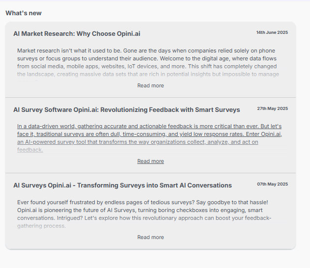 Picture of the "What's New" section in Dashboard.